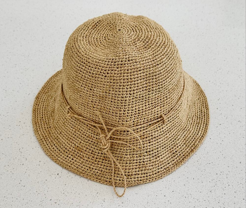 Helen Kaminski Provence 10 Packable Raffia Crochet Sun Hat Natural Adjusts OS